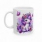 Mug Licorne fleurs papillons - Idée cadeau - Tasse originale en céramique