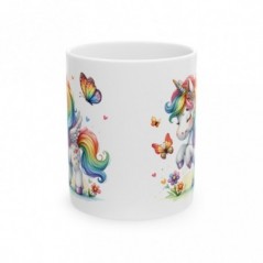 Mug Licorne coloré papillons - Idée cadeau - Tasse originale en céramique