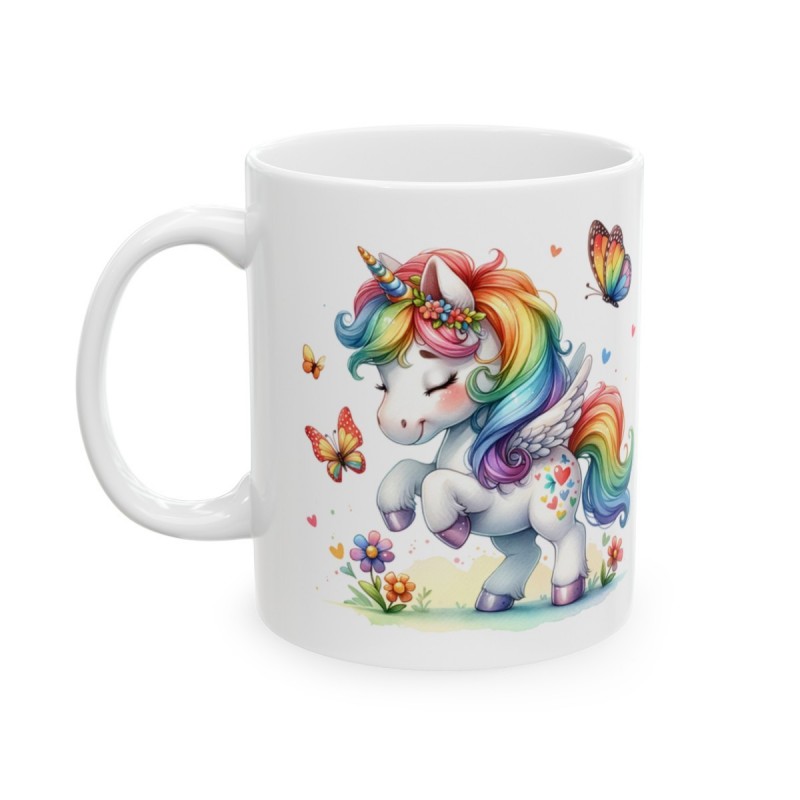 Mug Licorne coloré papillons - Idée cadeau - Tasse originale en céramique