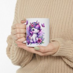 Mug Licorne fleurs papillons - Idée cadeau - Tasse originale en céramique