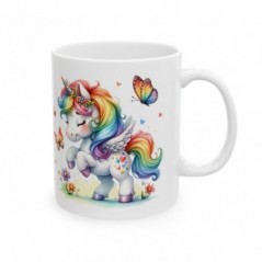 Mug Licorne coloré papillons - Idée cadeau - Tasse originale en céramique