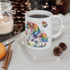 Mug Licorne coloré papillons - Idée cadeau - Tasse originale en céramique