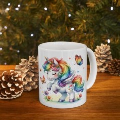 Mug Licorne coloré papillons - Idée cadeau - Tasse originale en céramique