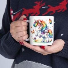 Mug Licorne coloré papillons - Idée cadeau - Tasse originale en céramique