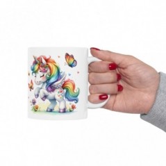 Mug Licorne coloré papillons - Idée cadeau - Tasse originale en céramique