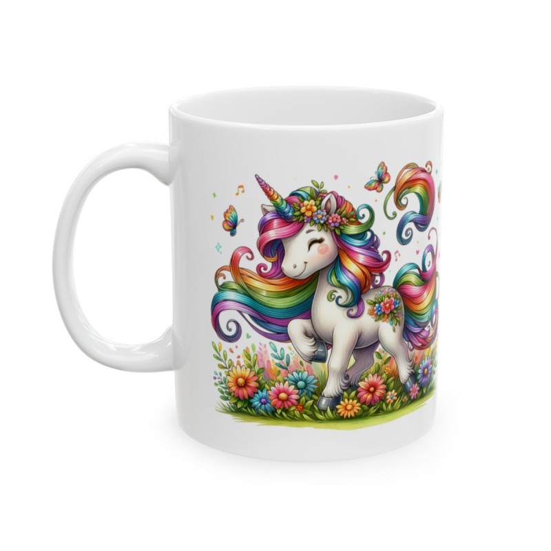 Mug Licorne coloré fleurs papillons - Idée cadeau - Tasse originale en céramique