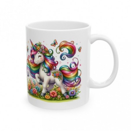 Mug Licorne coloré fleurs papillons - Idée cadeau - Tasse originale en céramique