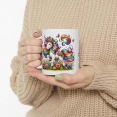 Mug Licorne coloré fleurs papillons - Idée cadeau - Tasse originale en céramique