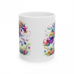 Mug Licorne coloré fleurs - Idée cadeau - Tasse originale en céramique