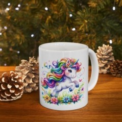 Mug Licorne coloré fleurs - Idée cadeau - Tasse originale en céramique