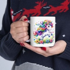 Mug Licorne coloré fleurs - Idée cadeau - Tasse originale en céramique