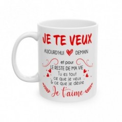 Mug Amour je te veux je t'aime - Idée cadeau - Tasse en céramique originale