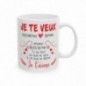 Mug Amour je te veux je t'aime - Idée cadeau - Tasse en céramique originale