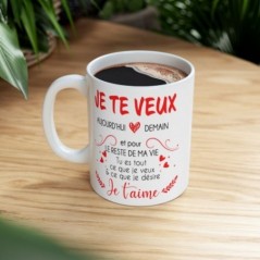 Mug Amour je te veux je t'aime - Idée cadeau - Tasse en céramique originale