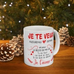 Mug Amour je te veux je t'aime - Idée cadeau - Tasse en céramique originale