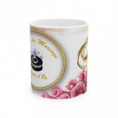 Mug 50 ans de mariage Noces d'Or - idée cadeau - tasse anniversaire de Mariage