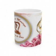 Mug 5 ans de Mariage Noces de Bois - idée cadeau - tasse anniversaire de Mariage