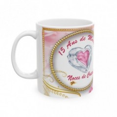 Mug 15 ans de Mariage Noces de Cristal - idée cadeau - tasse anniversaire de Mariage