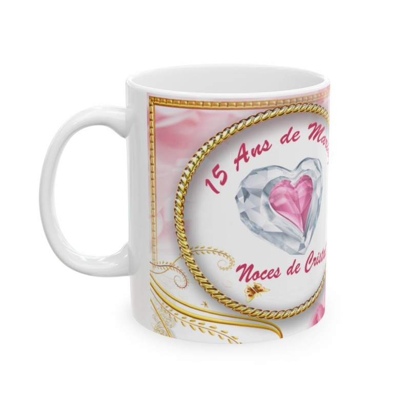 Mug 15 ans de Mariage Noces de Cristal - idée cadeau - tasse anniversaire de Mariage