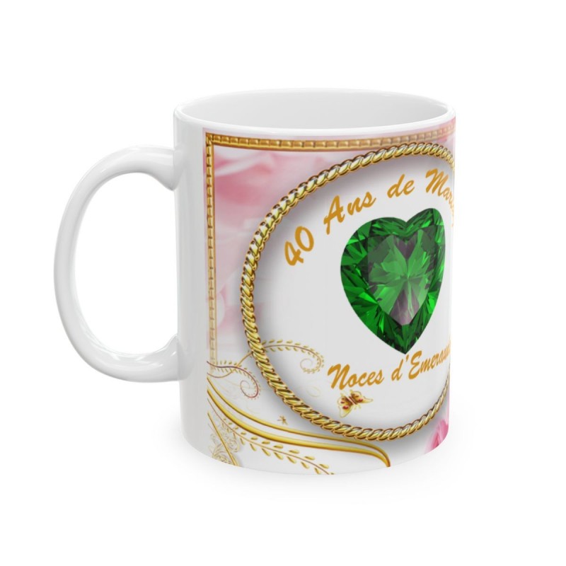 Mug 40 ans de Mariage Noces d'Emeraude - idée cadeau - tasse anniversaire de Mariage