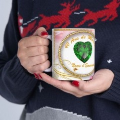 Mug 40 ans de Mariage Noces d'Emeraude - idée cadeau - tasse anniversaire de Mariage