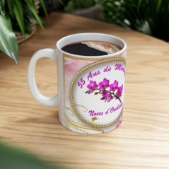 Mug 55 ans de Mariage Noces d'Orchidée - idée cadeau - tasse anniversaire de Mariage