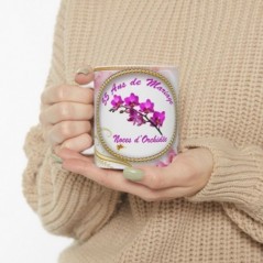 Mug 55 ans de Mariage Noces d'Orchidée - idée cadeau - tasse anniversaire de Mariage