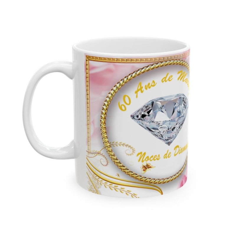 Mug 60 ans de Mariage Noces de Diamant - idée cadeau - tasse anniversaire de Mariage