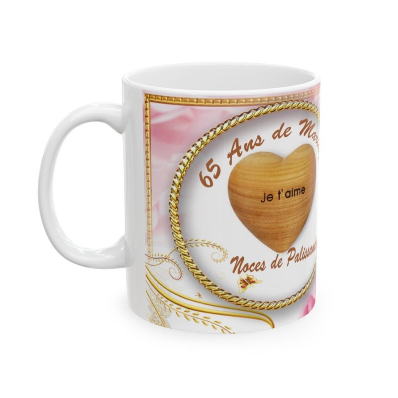 Mug 65 ans de Mariage Noces de Palissandre - idée cadeau - tasse anniversaire de Mariage