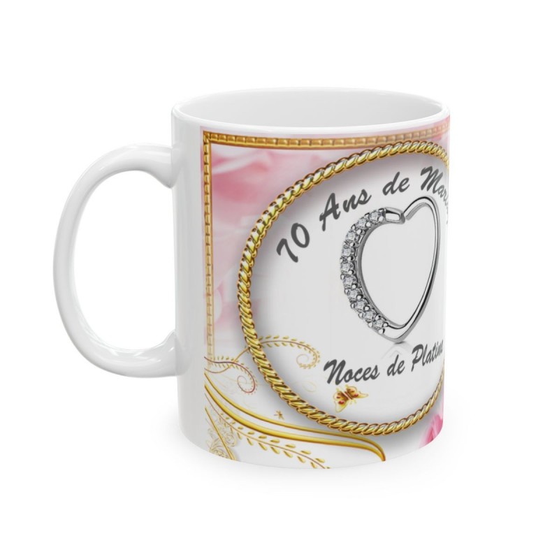 Mug 70 ans de Mariage Noces de Platine - idée cadeau - tasse anniversaire de Mariage