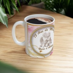 Mug 75 ans de Mariage Noces d'Albatre - idée cadeau - tasse anniversaire de Mariage