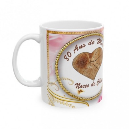 Mug 80 ans de Mariage Noces de Chêne - idée cadeau - tasse anniversaire de Mariage