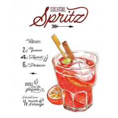 Plaque Recette Cocktail Spritz en aluminium - Plaque décorative