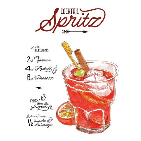 Plaque Recette Cocktail Spritz en aluminium - Plaque décorative