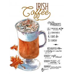 Plaque Recette Irish Coffee en aluminium - Plaque décorative