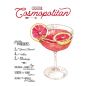 Plaque Recette Cocktail Cosmopolitan en aluminium - Plaque décorative