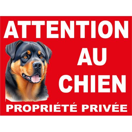 Plaque en aluminium fine Attention au chien Rottweiler - Propriété privée