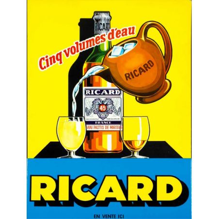 Plaque déco Pastis Ricard en aluminium vintage rétro 20x30cm