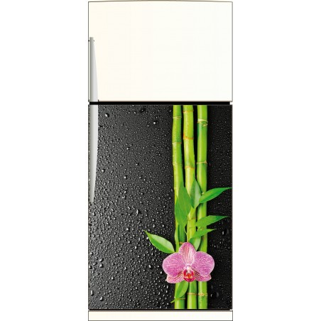 Sticker frigo magnetique Fleurs noires et blanches 