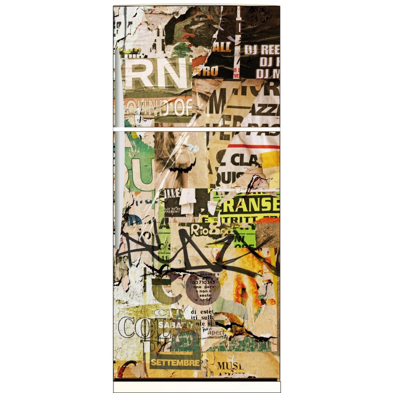 Sticker frigo électroménager déco cuisine Tag Graffiti 70x170cm