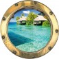 Sticker hublot trompe l'oeil déco Bora Bora