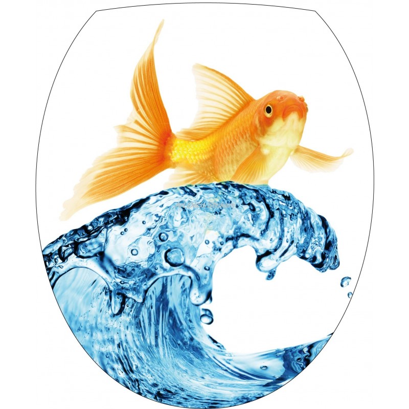 Sticker WC, sticker pour abattant de WC Poisson vague