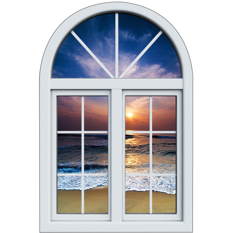 Sticker Fenêtre en trompe l'oeil Couché de soleil - Art Déco Stickers